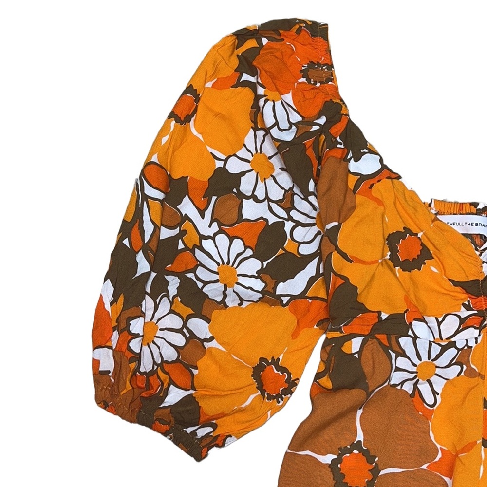 Faithfull The Brand Martine Mini Dress in Orange Isola Floral Boho Retro Size 6 - Picture 3 of 15